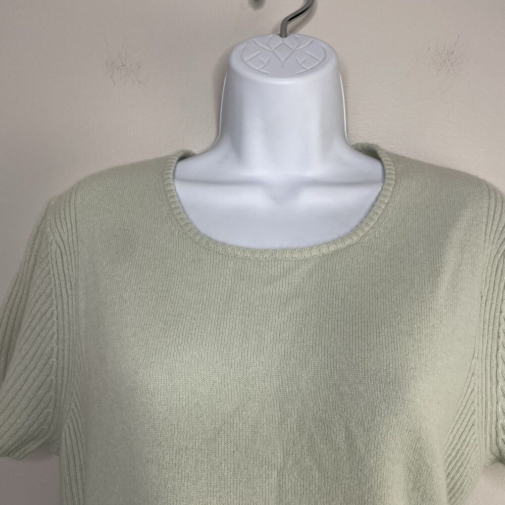 AMOUR VERT Cashmere Sweater Women's XL Sea Green Short Sleeve Quiet Luxury NWOT - Picture 4 of 8